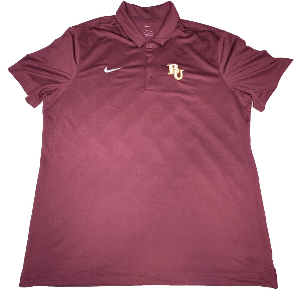 Nike Baylor Bears Polo Shirt Mens XL Maroon Burgundy Short Sleeve Dri Fit Golf